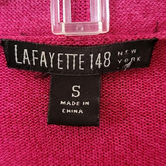 Lafayette 148 Pink Ruffle Open Front Longline Cardigan - Size Small - Picture 5 of 7